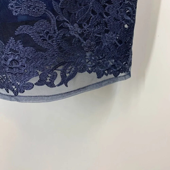 JS Collections Women's Embroidered Lace Sheath Dress 866553 In Navy Size 6 NWT - Picture 7 of 14